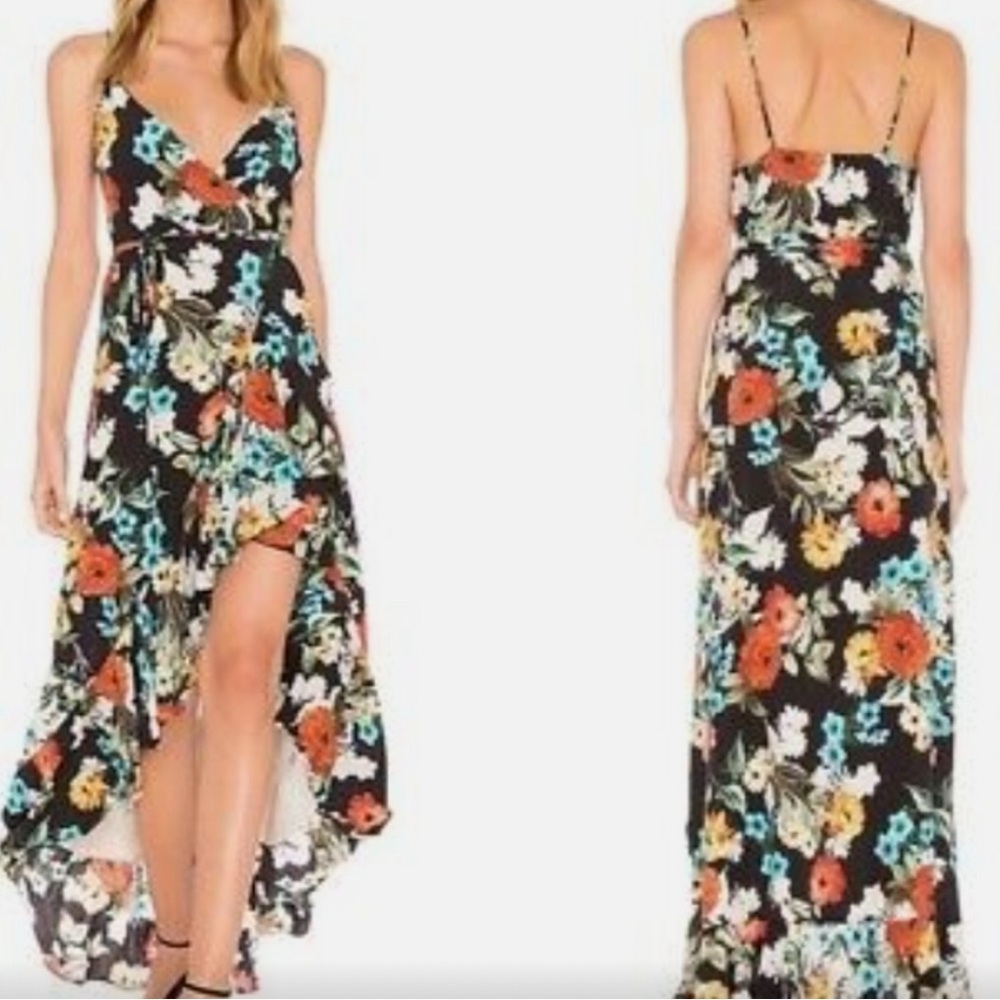 Yumi Kim Cross Roads Floral Print Wrap Mini To Maxi Length Dress XS